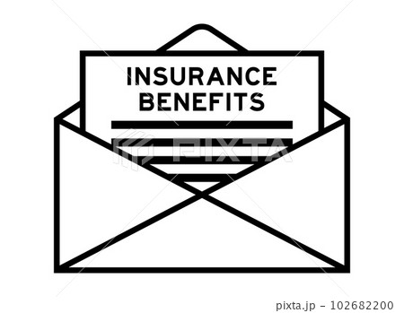 Envelope and letter sign with word insurance benefits as the headline Envelope and letter sign with word insurance benefits as the headline 102682200