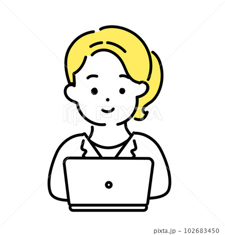 かわいい人物のイラストシリーズ _ 女性のオフィスワーカー _ 笑顔　 102683450