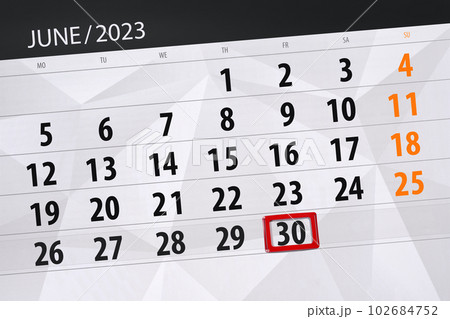Calendar 2023, deadline, day, month, page, organizer, date, June, friday, number 30 102684752