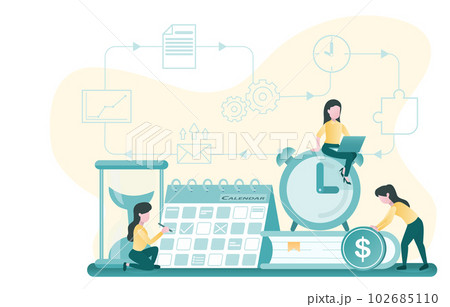 Business people planning and managing tasks, time, assignments and schedule checks. Calendar marking plan for work. Business people planning and managing tasks, time, assignments and schedule checks. Calendar marking plan for work. 102685110
