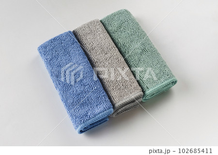 Terry towels pastel colors close-up 102685411