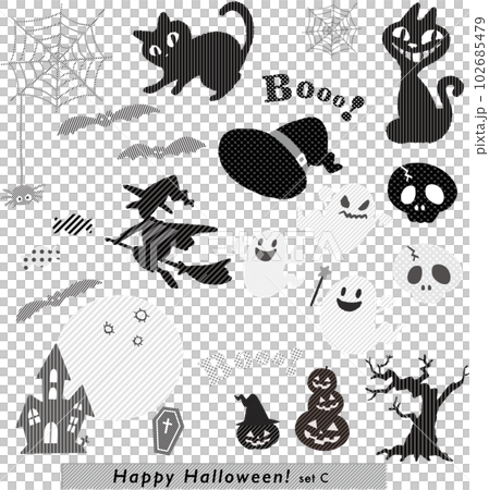 萬聖節:可愛的材料設置單色 萬聖節:可愛的材料設置單色 102685479