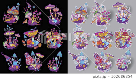 Magic mushrooms, Psychedelic hallucination art 102686854