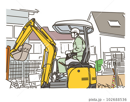 工事現場で打ち合わせをする作業員達 102688536