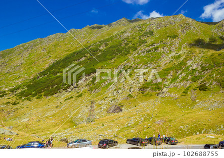 Romanian Carpathian mountains on a summer sunny day 102688755