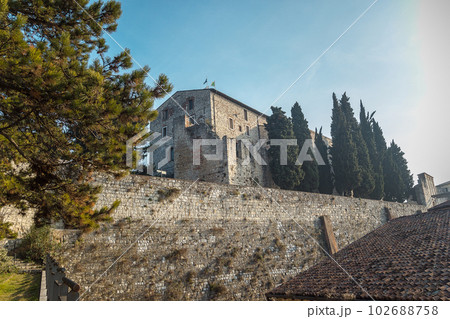 Part of the castle of the city of Brescia on a sunny winter day Part of the castle of the city of Brescia on a sunny winter day 102688758