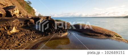 Rocky Shore on the Ocean Coast. Canadian Nature Background. 102689151