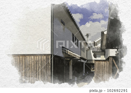 水彩画風 佐賀城下町 旧久富家 佐賀県佐賀市 水彩画風 佐賀城下町 旧久富家 佐賀県佐賀市 102692291