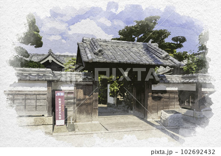 水彩画風　佐賀城下町　旧古賀家　佐賀県佐賀市 102692432