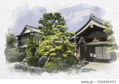水彩画風　佐賀城下町　旧古賀家　佐賀県佐賀市 102692433