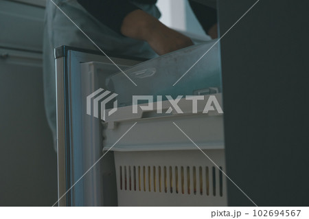 冷凍庫から何かを取り出す主婦 冷凍庫から何かを取り出す主婦 102694567