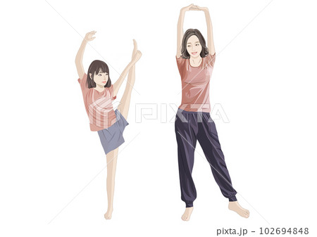 母と娘フィットネスイラスト 102694848