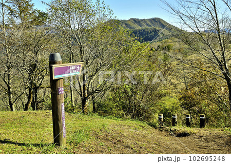 道志山塊の大平山山頂より石割山と平尾山を望む 道志山塊の大平山山頂より石割山と平尾山を望む 102695248