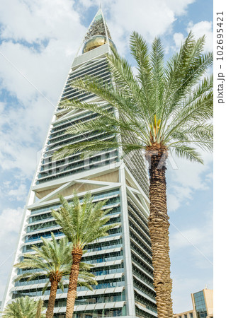 Modern buildings in the Al Olaya downtownt district with palms in the foreground, Al Riyadh, Saudi Arabia Modern buildings in the Al Olaya downtownt district with palms in the foreground, Al Riyadh, Saudi Arabia 102695421