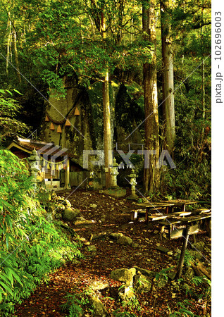 道志山塊の石割山　朝を迎える石割神社 102696003