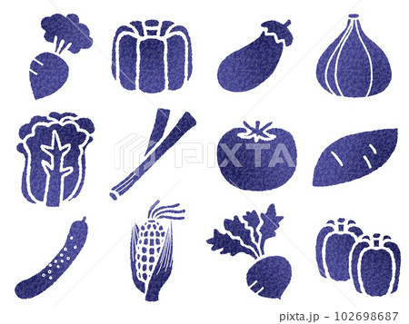 野菜の素材セットD 藍染め 野菜の素材セットD 藍染め 102698687