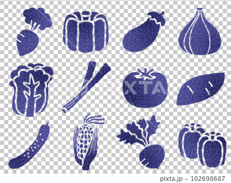 野菜の素材セットD 藍染め 野菜の素材セットD 藍染め 102698687