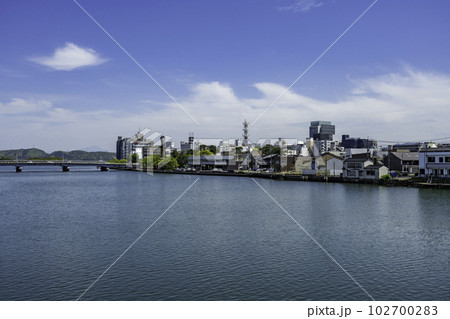 松江 松江中心部と大橋川 島根県松江市 松江 松江中心部と大橋川 島根県松江市 102700283