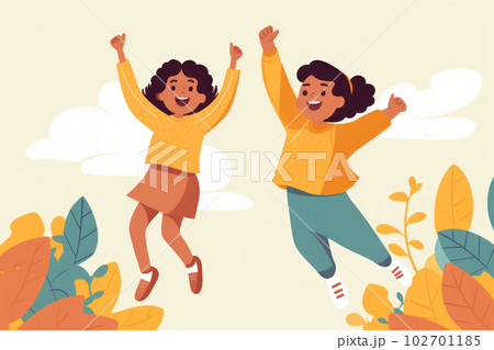 Children having fun together. Positive joyful...のイラスト素材 [102701185] - PIXTA