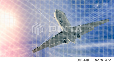 Airliner in motion in sky 102701872