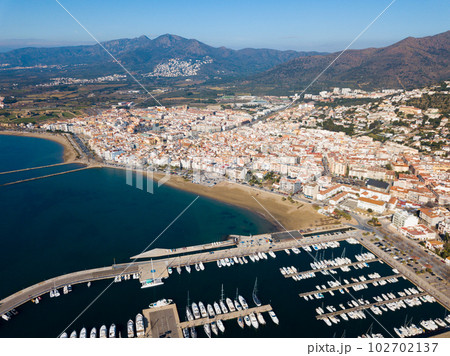 View from drone on yachts in Roses, Spain View from drone on yachts in Roses, Spain 102702137