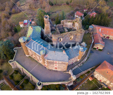 Aerial view of Chateau de Bouzols, France 102702369