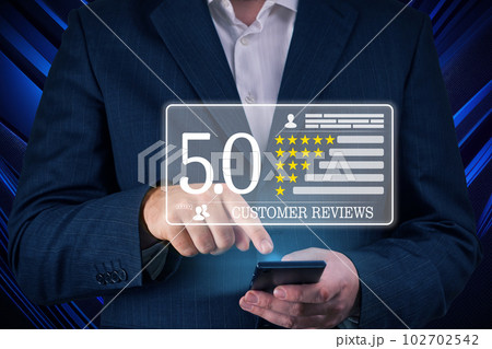Testimonials from successful businessman. Customer review good rating concept. business satisfaction Testimonials from successful businessman. Customer review good rating concept. business satisfaction 102702542
