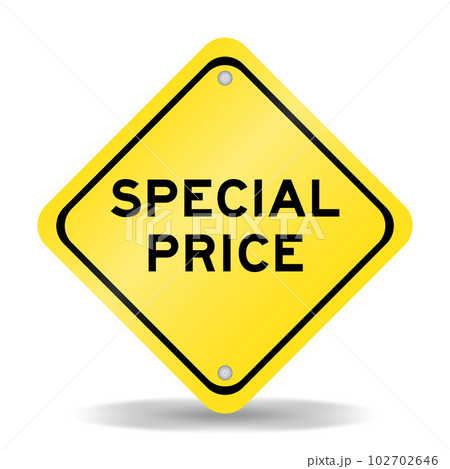 Yellow color transportation sign with word special price on white background 102702646