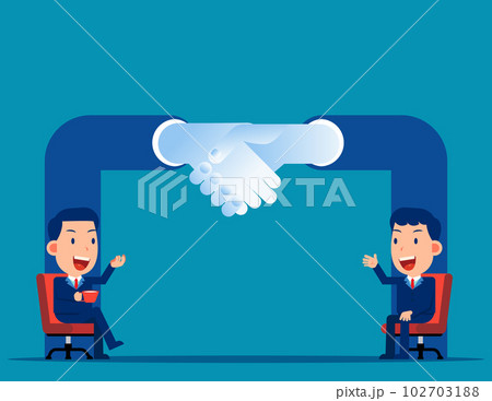 Partners trade or purchase symbolic gesture as successful offer. Closing deal as business sale contract agreement 102703188