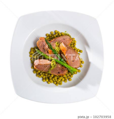 Grilled duck breast with vegetables Grilled duck breast with vegetables 102703958
