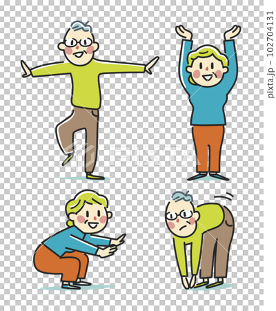 Senior couple checking locomotive organ dysfunction illustration material 102704131