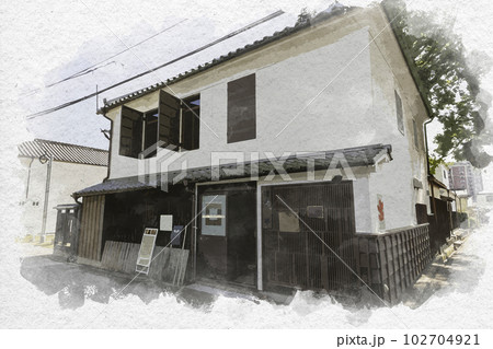 水彩画風　佐賀城下町　旧中村家　佐賀県佐賀市 102704921