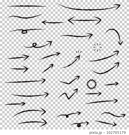 かわいい手書きの矢印セット 黒 イラスト かわいい手書きの矢印セット 黒 イラスト 102705179