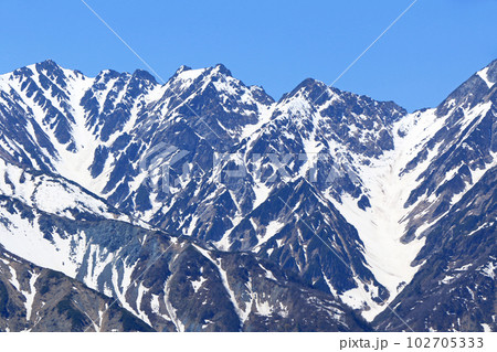 5月の白馬岩岳マウンテンリゾートから望む北アルプス 102705333