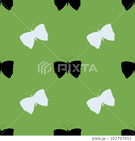 Black and White Butterfly Silhouette Seamless Repeat Pattern Background. Butterfly Silhouettes on Green Digital Paper. Black and White Butterfly Silhouette Seamless Repeat Pattern Background. Butterfly Silhouettes on Green Digital Paper. 102707052