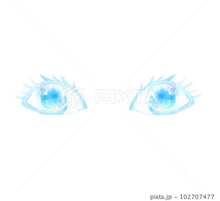 イラスト素材：幻想的な色合いの手描きの水彩画 両目開眼のイラスト素材 [102707477] - PIXTA