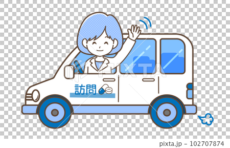 Female pharmacist visiting home by car 102707874