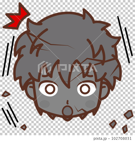 顔・表情アイコン（石化・絶望・ショック）/男性・若い【4】 102708031