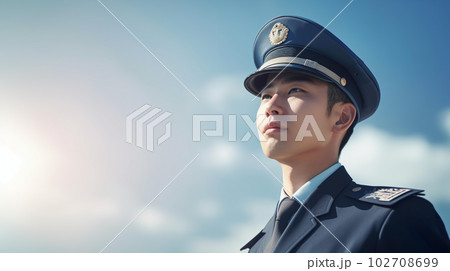 青空の中働く警察官・ポリスの男性(Generative AI) 青空の中働く警察官・ポリスの男性(Generative AI) 102708699