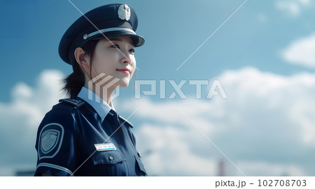 青空の中働く女性警察官・ポリス(Generative AI) 青空の中働く女性警察官・ポリス(Generative AI) 102708703