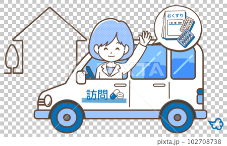 Home car, female pharmacist and medicine Home car, female pharmacist and medicine 102708738