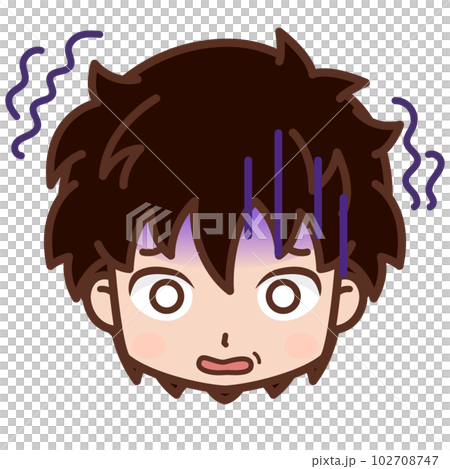 臉/面部表情圖標（害怕/蒼白）/男性/年輕[4] 102708747