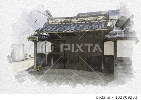 水彩画風　佐賀城下町　旧古賀家　佐賀県佐賀市 102709233