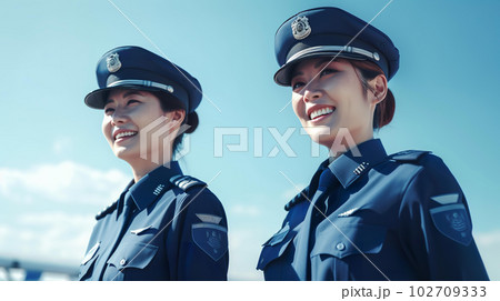 青空の中働く警察官・ポリスの女性(Generative AI) 青空の中働く警察官・ポリスの女性(Generative AI) 102709333