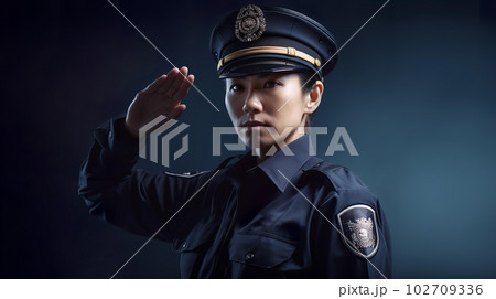 青空の中働く警察官・ポリスの女性（Generative AI） 102709336