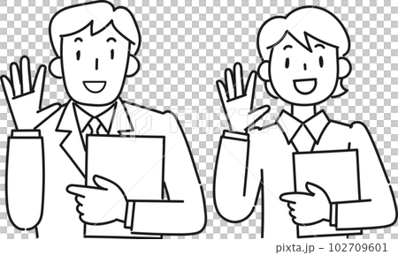 以微笑回應的西裝青年男女上半身 102709601