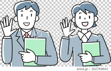 以微笑回應的西裝青年男女上半身 102709602