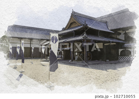 水彩画風　佐賀城跡　本丸御殿　佐賀県佐賀市 102710055