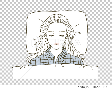 Illustration of a woman sleeping in a beauty bed Illustration of a woman sleeping in a beauty bed 102710342