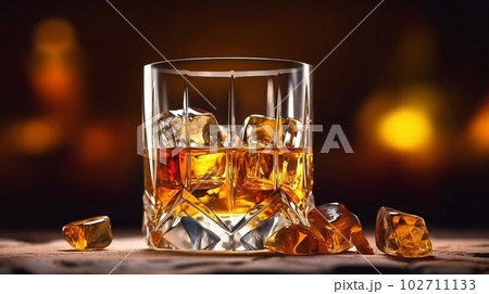 ウイスキーの入ったグラス,Generative AI AI画像 102711133